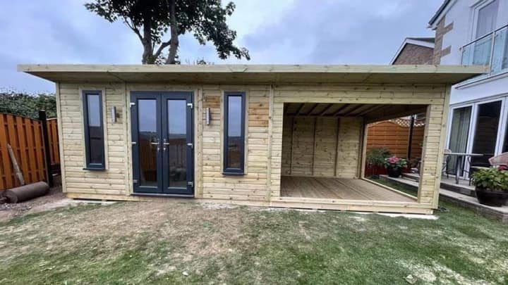 Premium Pent Summer House with Covered Seating Area